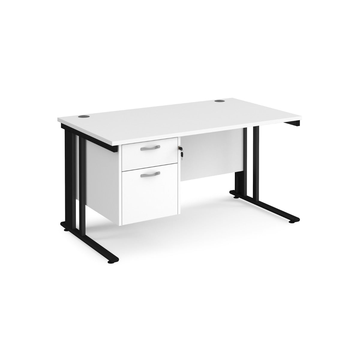 Maestro 800mm Deep Straight Cable Management Leg Office Desk with Two Drawer Pedestal